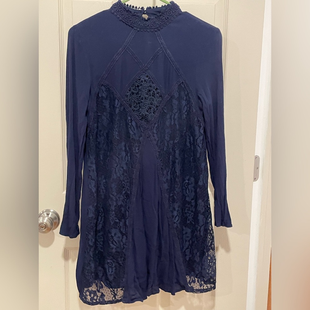 Elegant Navy Lace Dress
